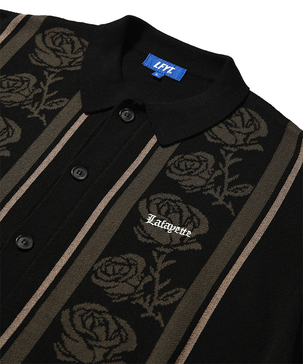 Rose Summer Knit Shirt Black サマー ニット 半袖 シャツ