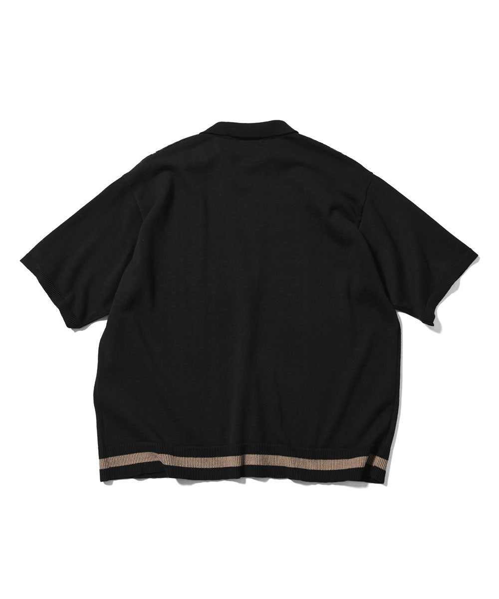 Rose Summer Knit Shirt Black サマー ニット 半袖 シャツ