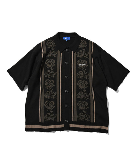 Rose Summer Knit Shirt Black サマー ニット 半袖 シャツ
