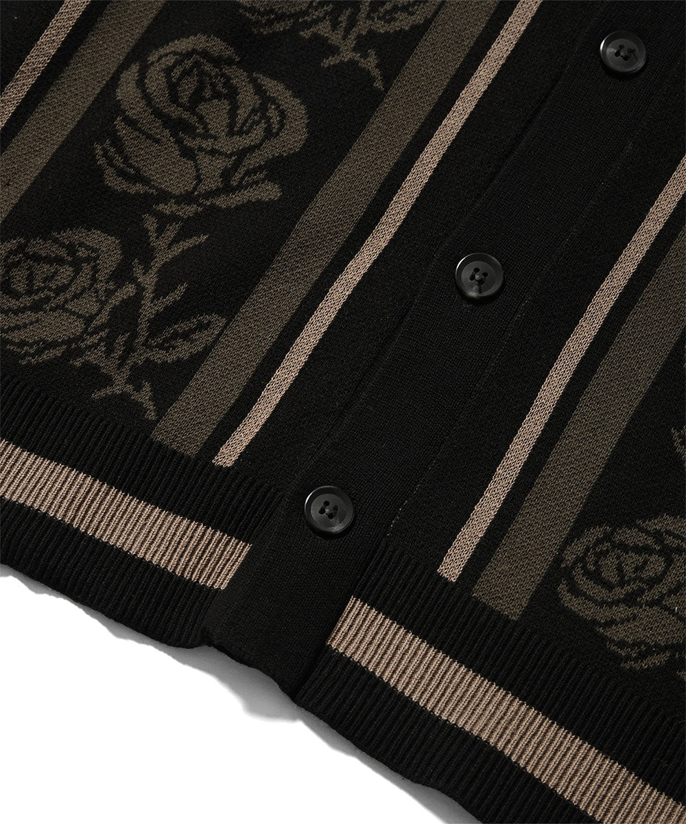 Rose Summer Knit Shirt Black サマー ニット 半袖 シャツ