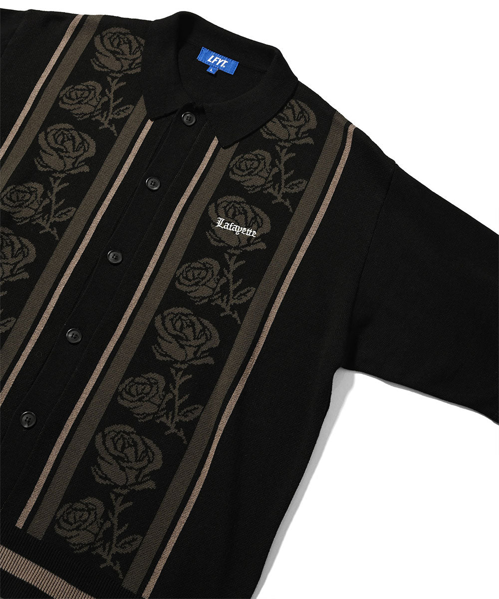 Rose Summer Knit Shirt Black サマー ニット 半袖 シャツ