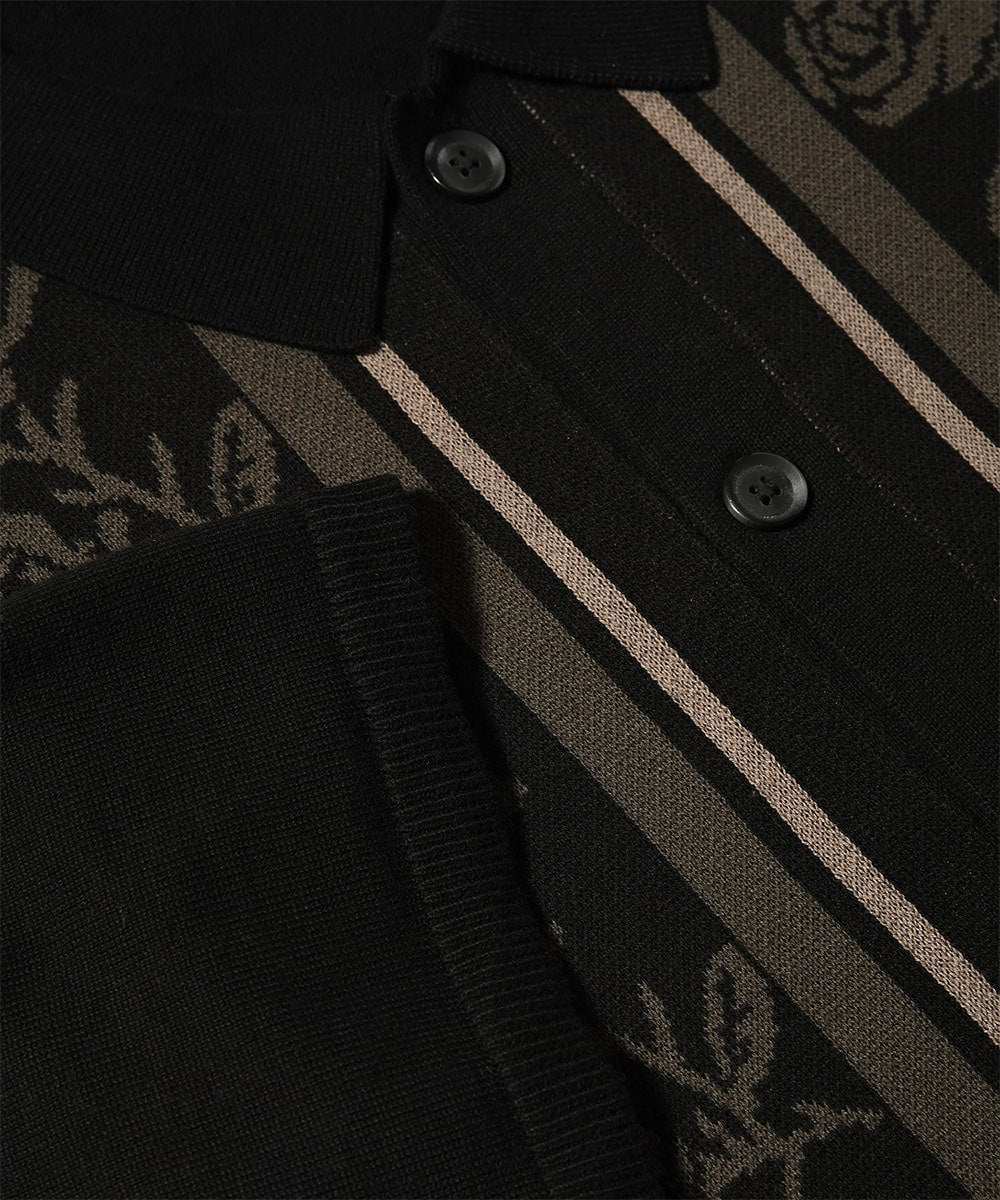 Rose Summer Knit Shirt Black サマー ニット 半袖 シャツ