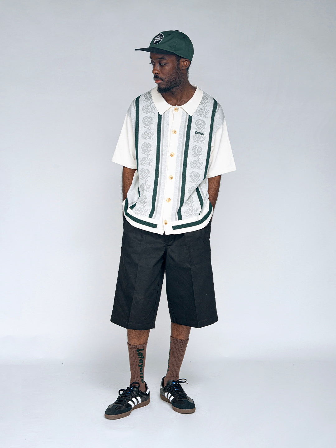 Rose Summer Knit Shirt Black サマー ニット 半袖 シャツ