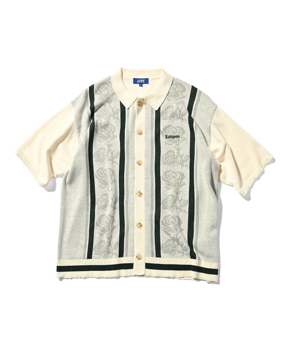 Rose Summer Knit Shirt Black サマー ニット 半袖 シャツ